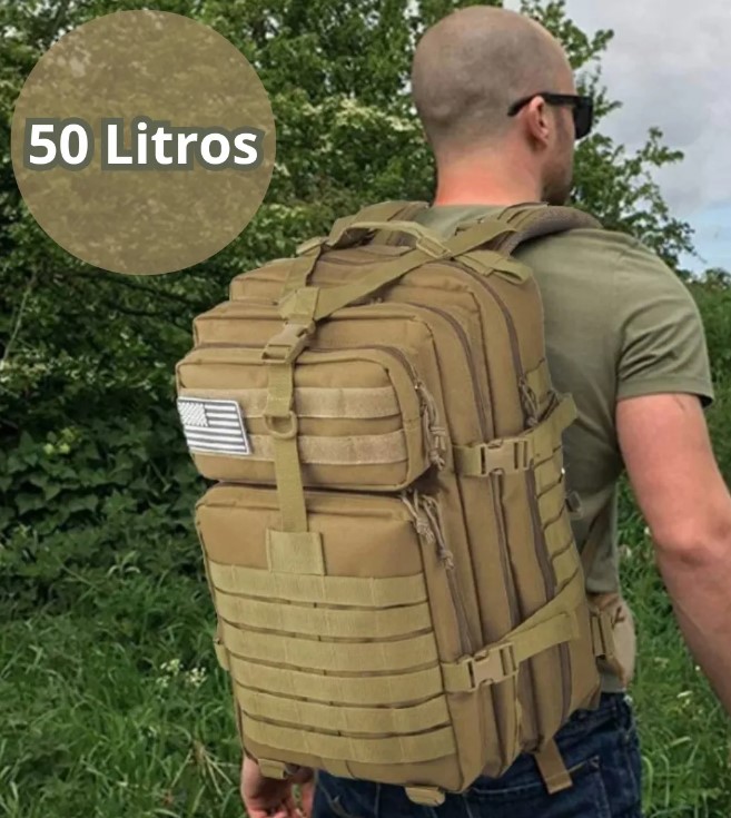 Mochila Grande Militar Tatica Impermeável Reforçada 50l